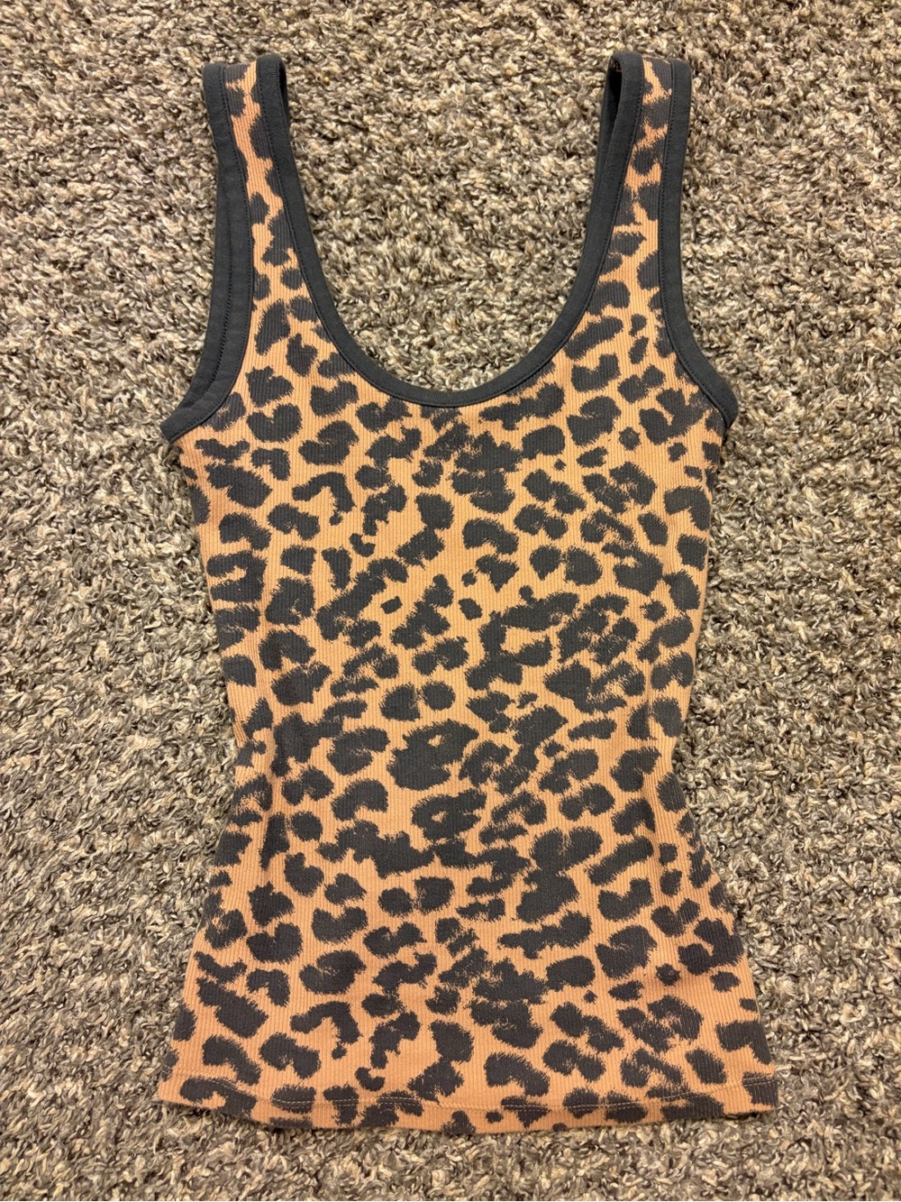 aerie Leopard-Print Ribbed Tank - Brown & Black